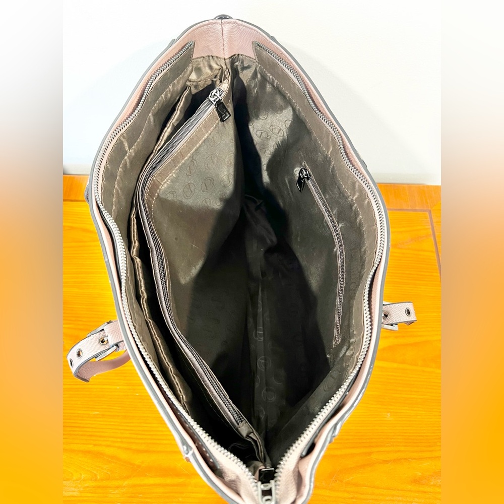 Ease Gave Laptop Tote Bag 15.6” Multi Pockets Padded Leather Mauve Handbag - Picture 7 of 10